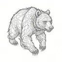 asiatic Black bear grad with claws tattoo design idea