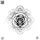 Una rosa floreciente con una secuencia de muchas hojas y tallos de flor, formando un circulo  tattoo design idea