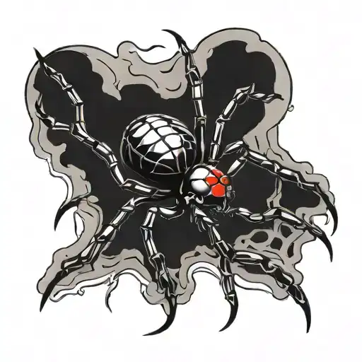 black widow spider in black and white tattoo design idea