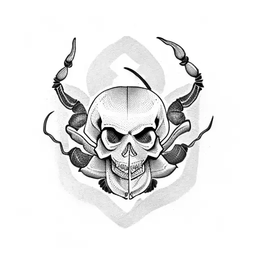scorpion with skull tattoo design idea