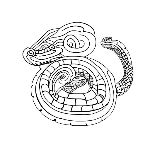 mayan snakes tattoo design idea
