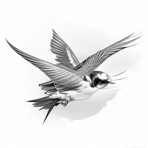 barn swallow with wings spread tattoo design idea