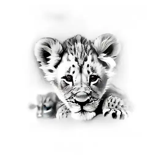 3 baby lion cubs  on top of each other  tattoo design idea