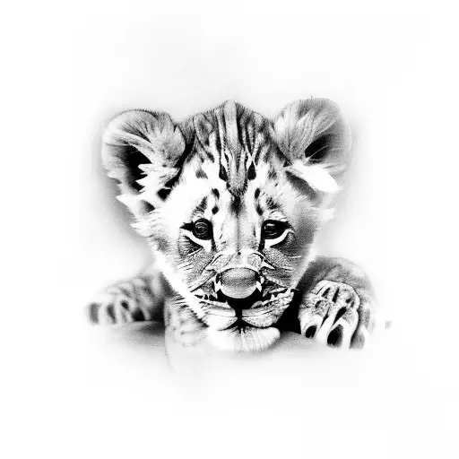 3 baby lion cubs  on top of each other  tattoo design idea