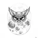 the goddess nyx with bats and owls and a moon tattoo design idea