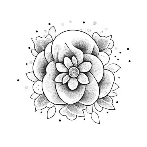 Dumbbell surrounded by blooming flowers tattoo design idea