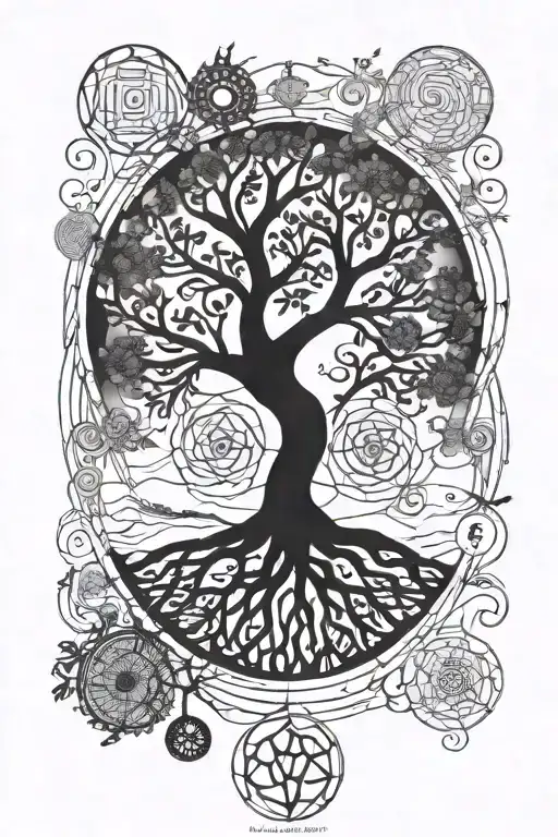 kabbalah tree of life and golden ratio spiral tattoo design idea