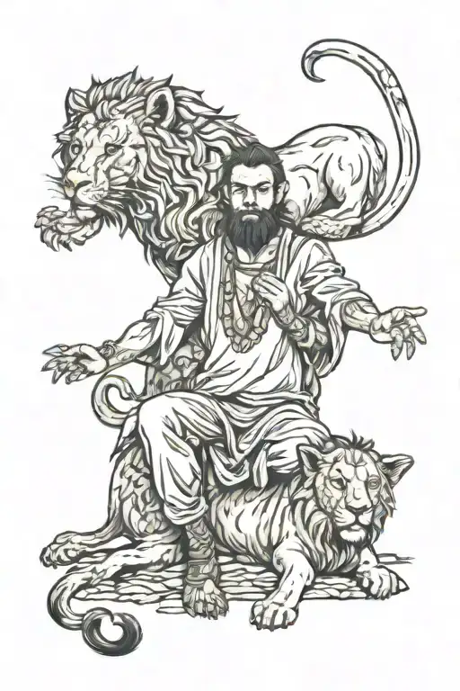 daniel in the  den of lions tattoo design idea