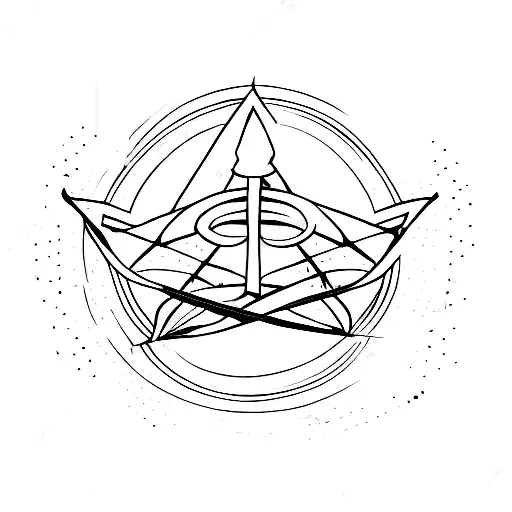 arrows Deathly Hallows symbol with a minimalist cat silhouette incorporated moon and deathly hallows tattoo design idea