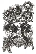 skeleton couple dancing tattoo design idea