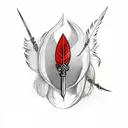 Dagger with curvy feathers on top tattoo design idea