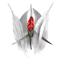 Dagger with curvy feathers on top tattoo design idea