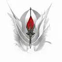 Dagger with curvy feathers on top tattoo design idea