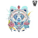 Traditional Grizzly bear head, asian style tattoo design idea