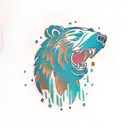 Traditional Grizzly bear head, asian style tattoo design idea