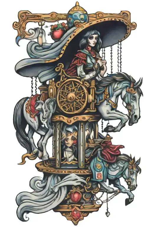 Fortune teller and carousel tattoo design idea