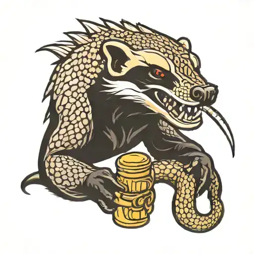 honey badger eating snake and scporpion tattoo design idea