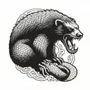 honey badger eating snake tattoo design idea