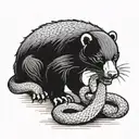 honey badger eating snake tattoo design idea