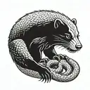 honey badger eating snake tattoo design idea