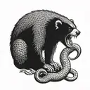 honey badger eating snake tattoo design idea