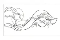 Create a black minimalistic fine line tattoo that is just one simple fine line of waves across horizontally with a seal, tattoo design idea