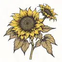 single line sunflower with stem tattoo design idea