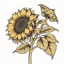 single line sunflower with stem tattoo design idea