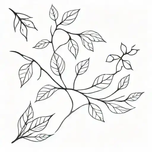 line art, no shading, leaves and starconstelation tattoo design idea