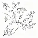 line art, no shading, leaves and starconstelation tattoo design idea