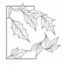 line art, no shading, leaves and starconstelation tattoo design idea