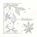 line art, no shading, leaves and starconstelation tattoo design idea