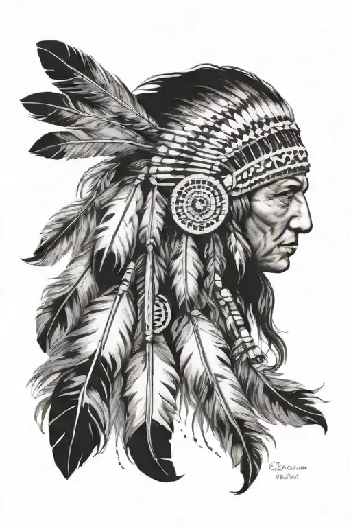 American Indian feathers tattoo design idea