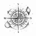 compass with world map and aeroplane tattoo design idea
