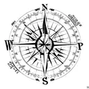 compass with world map and aeroplane tattoo design idea