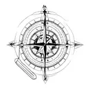 compass with world map and aeroplane tattoo design idea