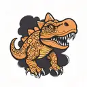 small dinosaur outline cartoon tattoo design idea