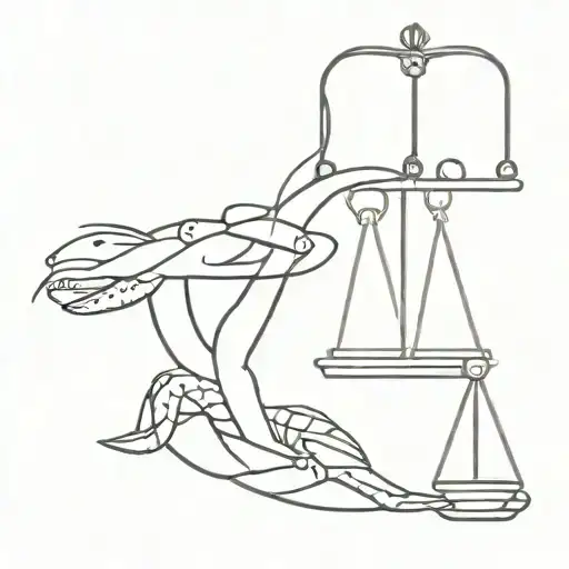 libra scales with medical snake balancing crabs  tattoo design idea