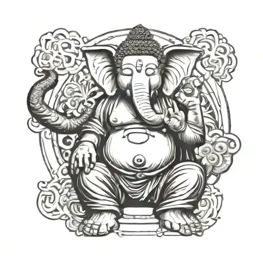 Buddha and his elephant tattoo design idea