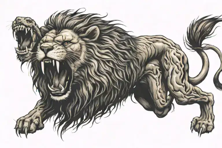 Lion roaring tattoo design idea