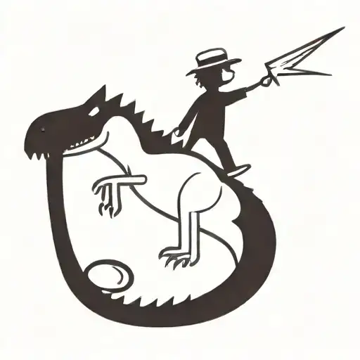 a space cowboy riding a dinosaur  tattoo design idea