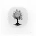 A tree growing out of a broken vase repaired with Kitsungi gold scars tattoo design idea