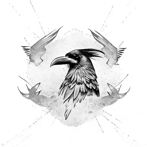 raven spread wings tattoo design idea