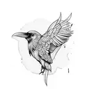 raven spread wings tattoo design idea