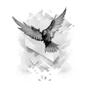 raven spread wings tattoo design idea