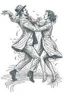couple dancing in the rain tattoo design idea