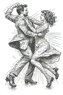 couple dancing in the rain tattoo design idea