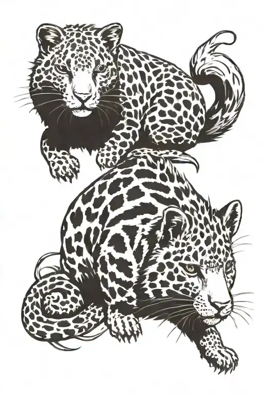 chimera of guinea pig and leopard tattoo design idea