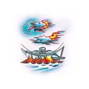 Bridge on fire tattoo design idea