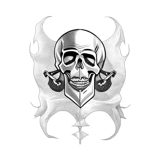 skull and pirate ship  tattoo design idea